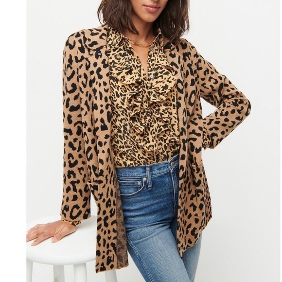 J. Crew Sophie Knit Sweater Blazer Leopard Print Open Front Cardigan XS $148 - Picture 3 of 11